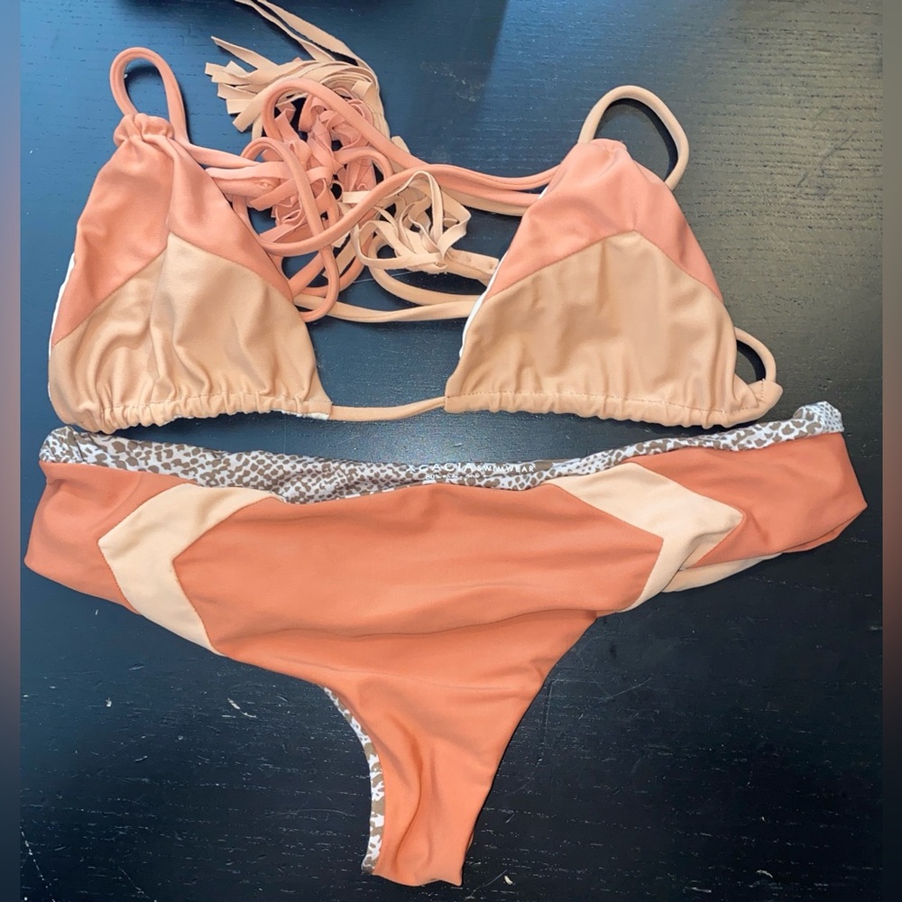 Acacia Swimwear Set Topless Uns Triangle Top M Mentawai Bikini Bottom L Faded
